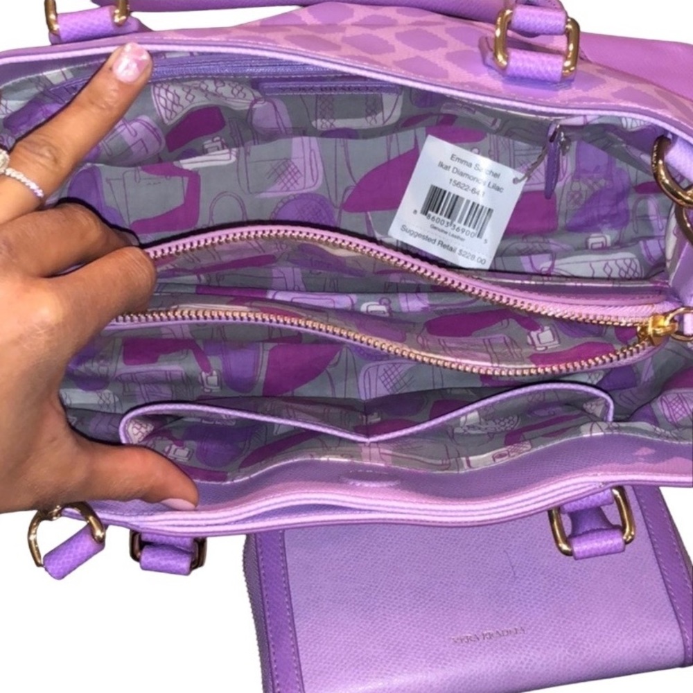 Vera Bradley Lavender Purple Patterned Satchel - Picture 4 of 6